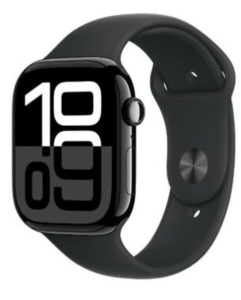 Apple Watch Series 10 GPS+Cellular 46mm Klavírně černé hliníkové tělo - Černý sportovní řemínek (M/L) / 160–210 mm (MWY43)