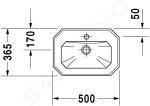 DURAVIT - 1930 Umyvadlo 500x365 mm, s přepadem, s otvorem pro baterii, WonderGliss, bílá 07855000001