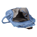 Zajímavý menší dámský koženkový batůžek Melánie, světle modrá