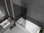 MEXEN/S - Next vanová zástěna FIX 90 x 150, grafit, měď kartáčovaná 895-090-000-00-40-65