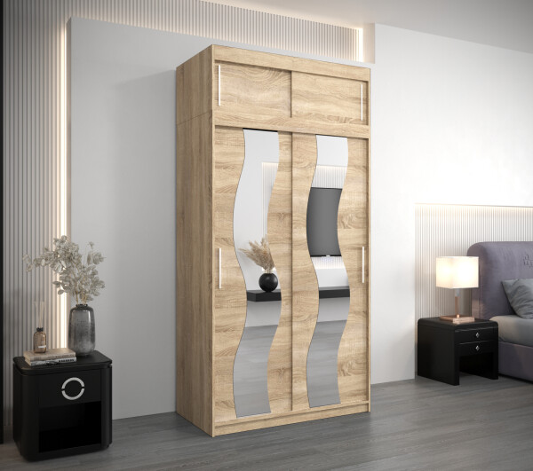 Šatní skříň Abi Se s nástavcem Barva korpusu: Dub Sonoma, Rozměry: 120 cm, Dveře: Dub sonoma