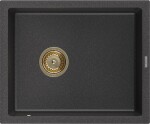 MEXEN/S - Pedro granitový dřez 1-miska 560 x 460 mm, černá kropenatý, sifon zlatá 6508561000-76-G
