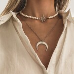 Perlový choker náhrdelník Blanca - chirurgická ocel, sladkovodní perla, Stříbrná 38 cm