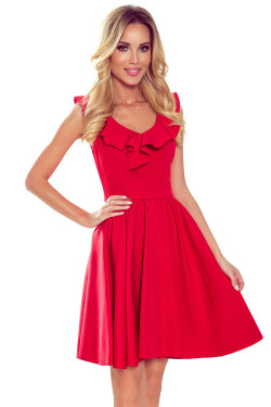 Červené dámské šaty volánky ve výstřihu model 8457535 numoco