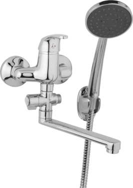 JB Sanitary Nástěnná umyvadlová a sprchová baterie SLIM, rozteč 100 mm, otočný přepínač, s příslušenstvím, ramínko 300 mm A10 32 11