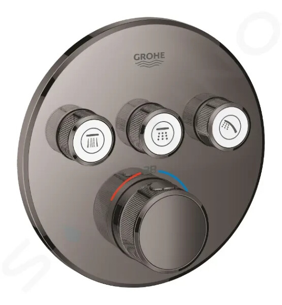 GROHE - Grohtherm SmartControl Termostatická sprchová podomítková baterie, 3 ventily, Hard Graphite 29121A00