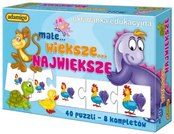 ADAMIGO Vzdělávací puzzle Zvířátka - malé, větší, největší
