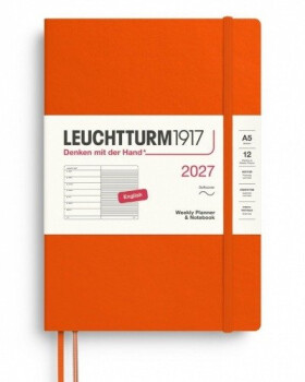 Týdenní plánovač Zápisník Pumpkin, Medium A5 2027, Softcover, anglicky