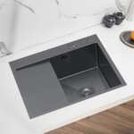 VELAZO - Ocelový dřez 58 x 48, grafit, s odkapávačem VELAZ5848RB