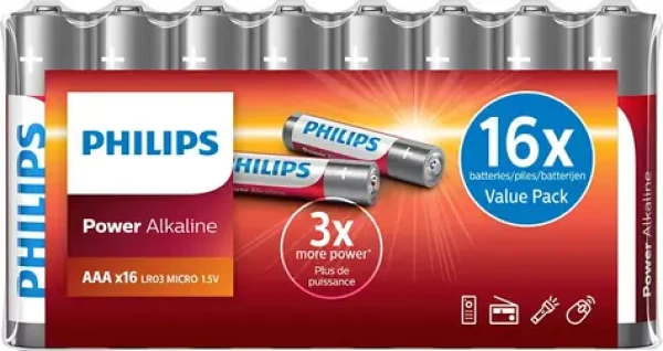Philips baterie Power alkaline LR03P16F/10 AAA - 16 ks (6959033841590)