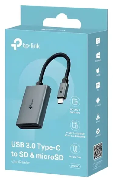 TP-Link UA430C šedá / Čtečka paměťových karet / USB-C 3.2 Gen 1 / SD, microSD (UA430C)