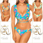 Sexy bikiny s volánky Hawaii Print barva white velikost 34