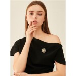 Brož s perlou a Swarovski krystaly Claudia, Bílá/čirá