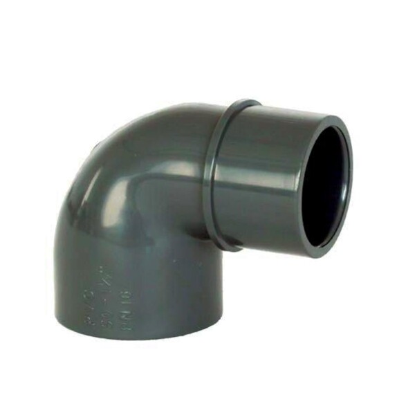 Aquaram PVC tvarovka - Úhel 90° 50 int. x 50 ext., DN=50 mm, d=50 mm, lepení / lepení