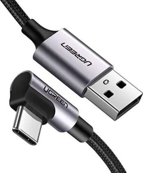 UGREEN Kabel USB-A (M) - USB-C (M) 1m černá / úhlový USB-C (6957303859412)