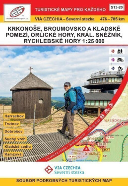 VIA CZECHIA Severní stezka, BOX S13-20 Krkonoše-Rychlebské hory 25 000, 476. 785. km Severní stezky (pěší varianta); Harrachov Trutnov