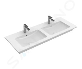 VILLEROY & BOCH - Venticello Dvojumyvadlo nábytkové 1300x500 mm, s přepadem, 2 otvory pro baterii, alpská bílá 4111DL01