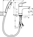 HANSGROHE - Focus E2 Umyvadlová baterie 100, s ruční sprchou Bidette, chrom 31927000