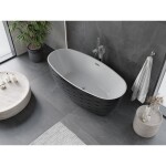 MEXEN/S - Olea volně stojící vana vzor 170 x 80, bílá/černá, sifon a přepad chrom 52821708075-01