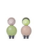 Kay Bojesen Dřevěný ptáček Lovebirds Light Green / Rose – set 2 ks, zelená barva, dřevo