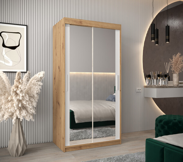 Šatní skříň Abi T3 Barva korpusu: Dub artisan, Rozměry: 100 cm, Dveře: Bílá