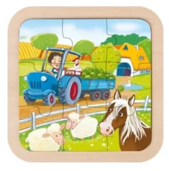 GOKI Dřevěné puzzle Farma