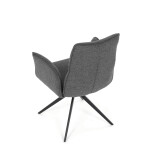 Židle jídelní, šedá látka, 360° vratný mechanismus, černý kov