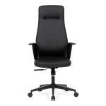 Kancelářské křeslo, černá ekokůže, houpací mechanismus s aretací ve 3 polohách, kovový kříž, kolečka pro tvrdé povrchy