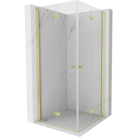 MEXEN/S - Mist-F Duo sprchový kout skládací dveře 85 x 85, transparent, zlato kartáčovaná 8A6-085L-085P-55-00