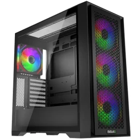 EVOLVEO Rhino černá / PC skříň / Big Tower / ATX/E-ATX/mATX/ITX / ARGB / bez zdroje / průhledná bočnice (RHINO-BK-4)