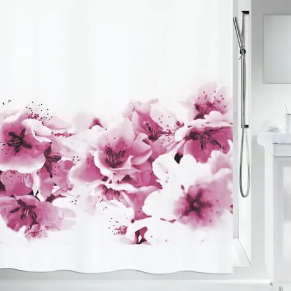SPIRELLA Sprchový závěs AMANDA bílý / motiv květin / 180 x 200 cm / polyester