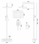 REA - Sprchový set s baterií 150mm Lungo termostat ROB černá REA-P6627