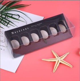 Cake star Elegantní krabička na makronky černá 23x9,8cm na 6ks