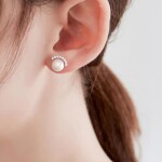 Náušnice s bílou perlou Charis - stříbrné zapínání, zirkon, Stříbrná Bílá