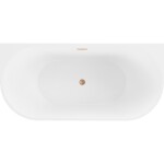 MEXEN/S - Oval vana volně stojící nástěnná 160 x 80, bílá, sifon a přepad měď kartáčovaná 52671608000-65
