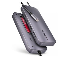 AXAGON HMC-6GM2, USB 10Gbps hub, USB-A, USB-C, HDMI, M.2 slot, SD/MicroSD, PD 100W, kabel USB-C 20cm EDF_1023674