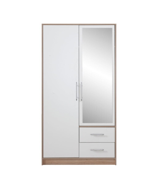 FRONTI Šatní skříň SMART III 100 se zrcadlem dub sonoma + bílý lux 13457