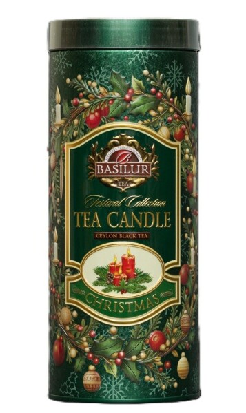 BASILUR Festival Candle Green Edition plech 75g + čajová svíčka 11g