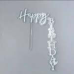 Dortisimo Zapichovací dekorace na dort stříbrná Happy Birthday