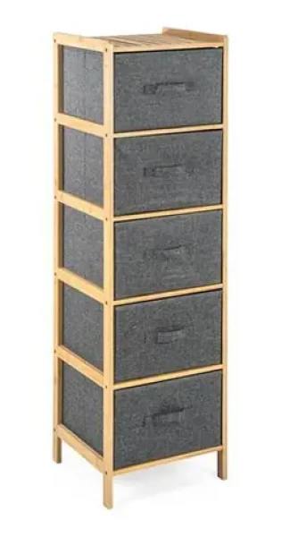 G21 Regál bambusový s 5 košíky / Bambus / 125 x 39 x 12 cm (RG21BAM18011)