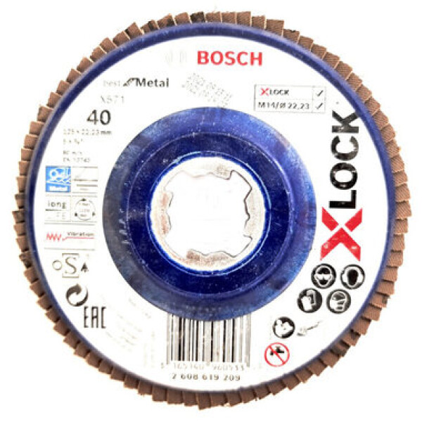 BOSCH X571 Best for Metal 2608619209 / Lamelový brusný kotouč / X-LOCK / Zrnitost 40 / 125x22.23mm (2608619209)