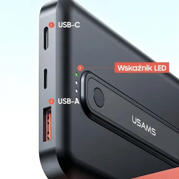 USAMS US-CD173 PB64 černá / Powerbanka / 10000mAh / Bezdrátové nabíjení / PD 20W + QC3.0 (10KCD17301)