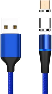 PremiumCord Magnetický kabel micro USB a USB-C modrá / Kabel / USB 2.0 / 1 m / 3 A (ku2m1fgb)