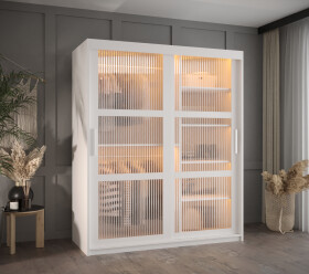 Šatní skříň Abi Flutes Rozměry: 150 cm, Barva korpusu + barva dveří: Bílá + Bílá