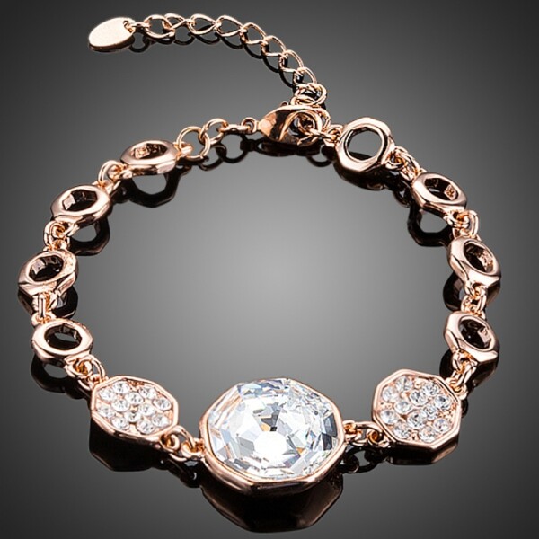 Náramek Swarovski Elements Berneice, Bílá/čirá 16 cm + 3 cm (prodloužení)