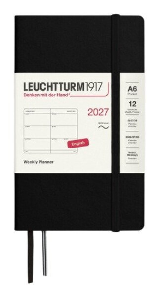 Týdenní plánovač Black, Pocket A6 2027, Softcover, anglicky