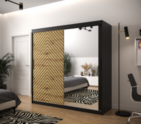 Šatní skříň Abi Jodelka 2 Barva korpusu: Černá, Rozměry: 200 cm, Dveře: Dub artisan