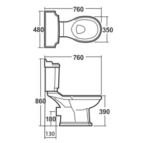 AQUALINE - ANTIK WC kombi retro, zadní odpad, bílá AK107-01
