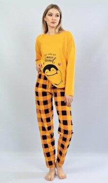 Dámské pyžamo dlouhé Vienetta Secret Tučňák žlutá