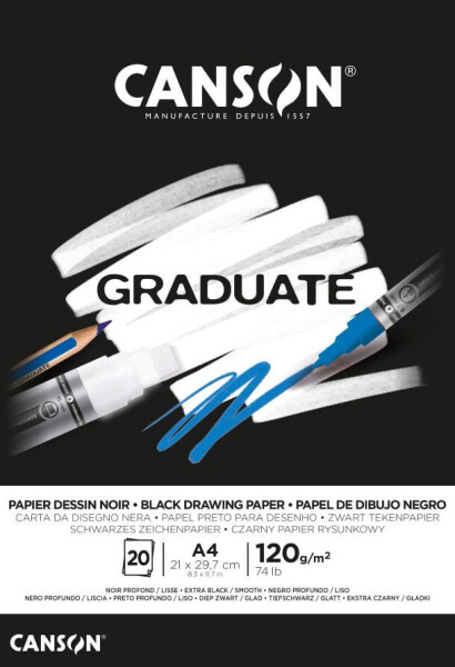 Canson Graduate Drawing Black A4 20 listů 120g lepený